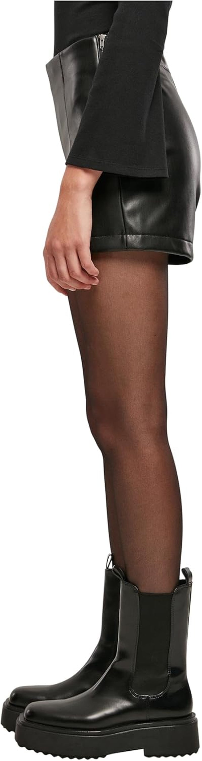 Vegan Synthetic Leather Shorts Women