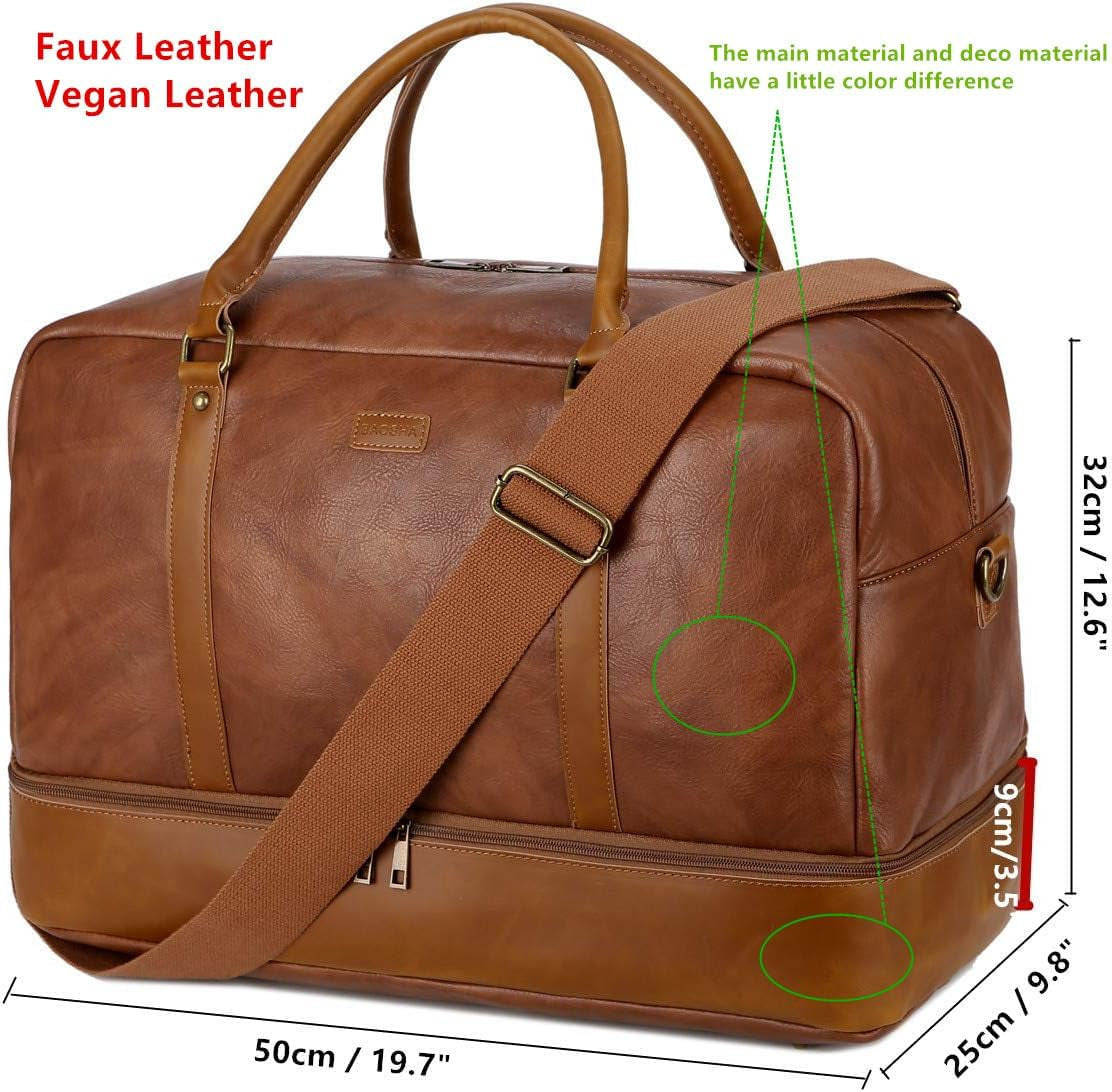 Vegan PU Leather Travel Duffel Bag Men