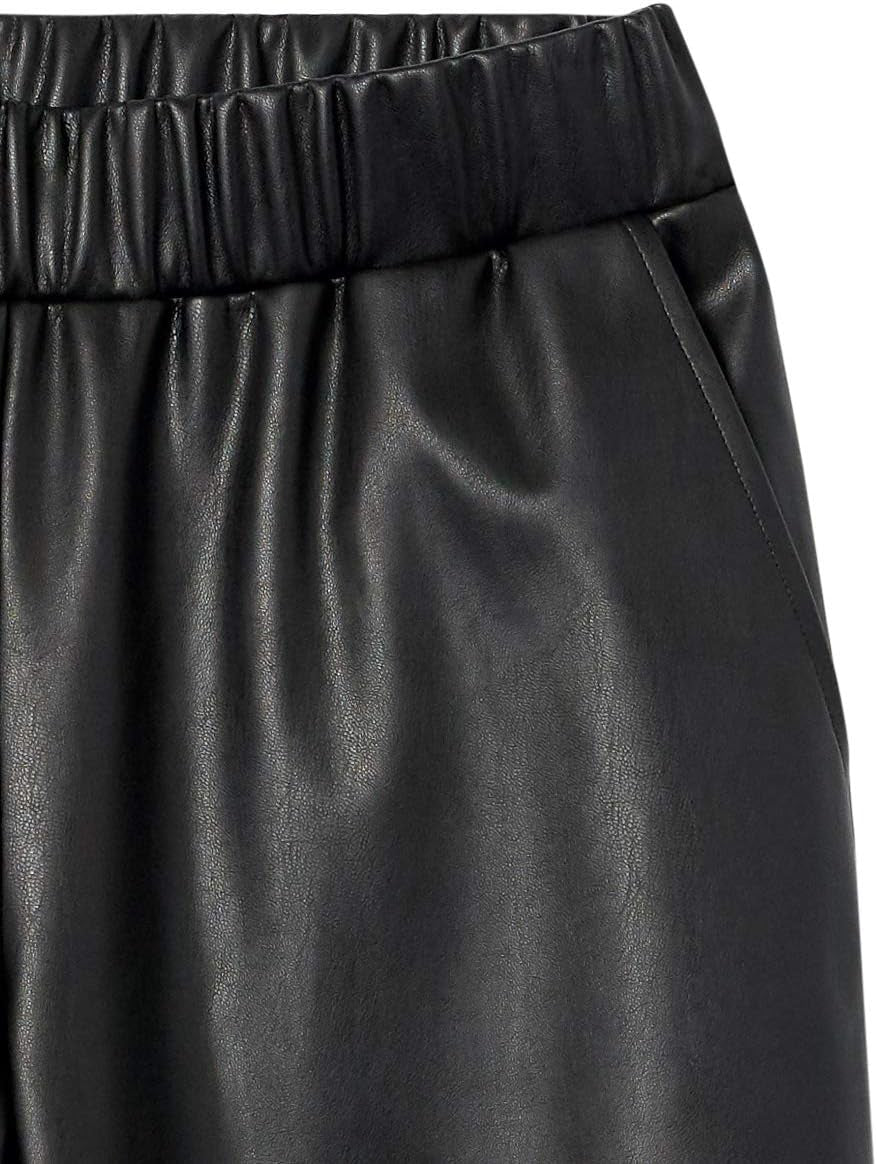 Vegan PU Leather Pull-On Joggers Women