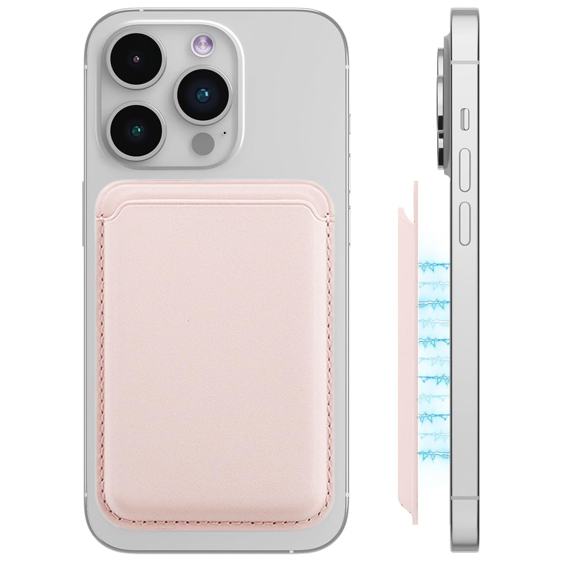 Vegan Leather Magnetic Wallet with RFID – Gray Pink