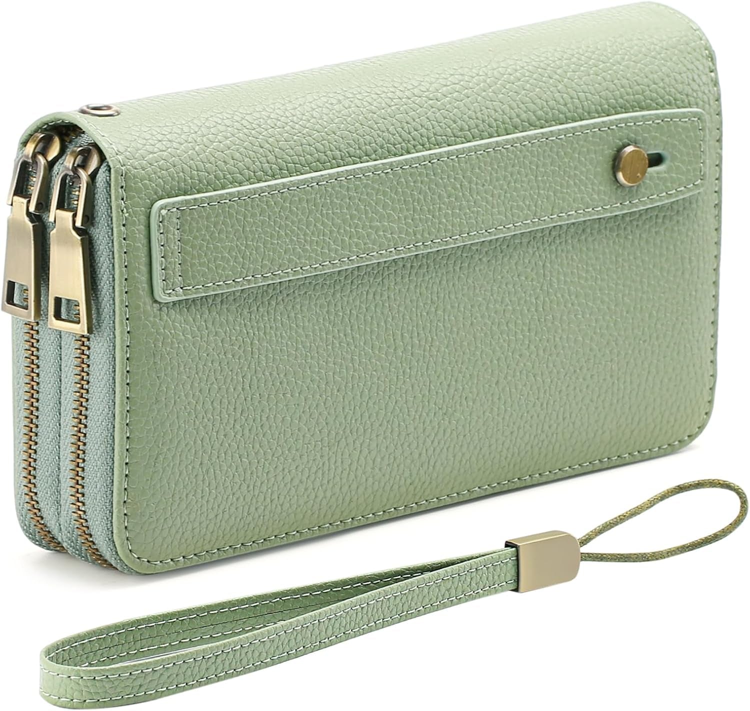 GAEKEAO Geldbörse Damen Groß, Portemonnaie Veganes Leder Doppel Reißverschluss Kreditkartenetui, RFID Schutz Clutch Geldbeutel Groß, Mit Viel Kartenfächern Wallet, Portmonee Für Frauen