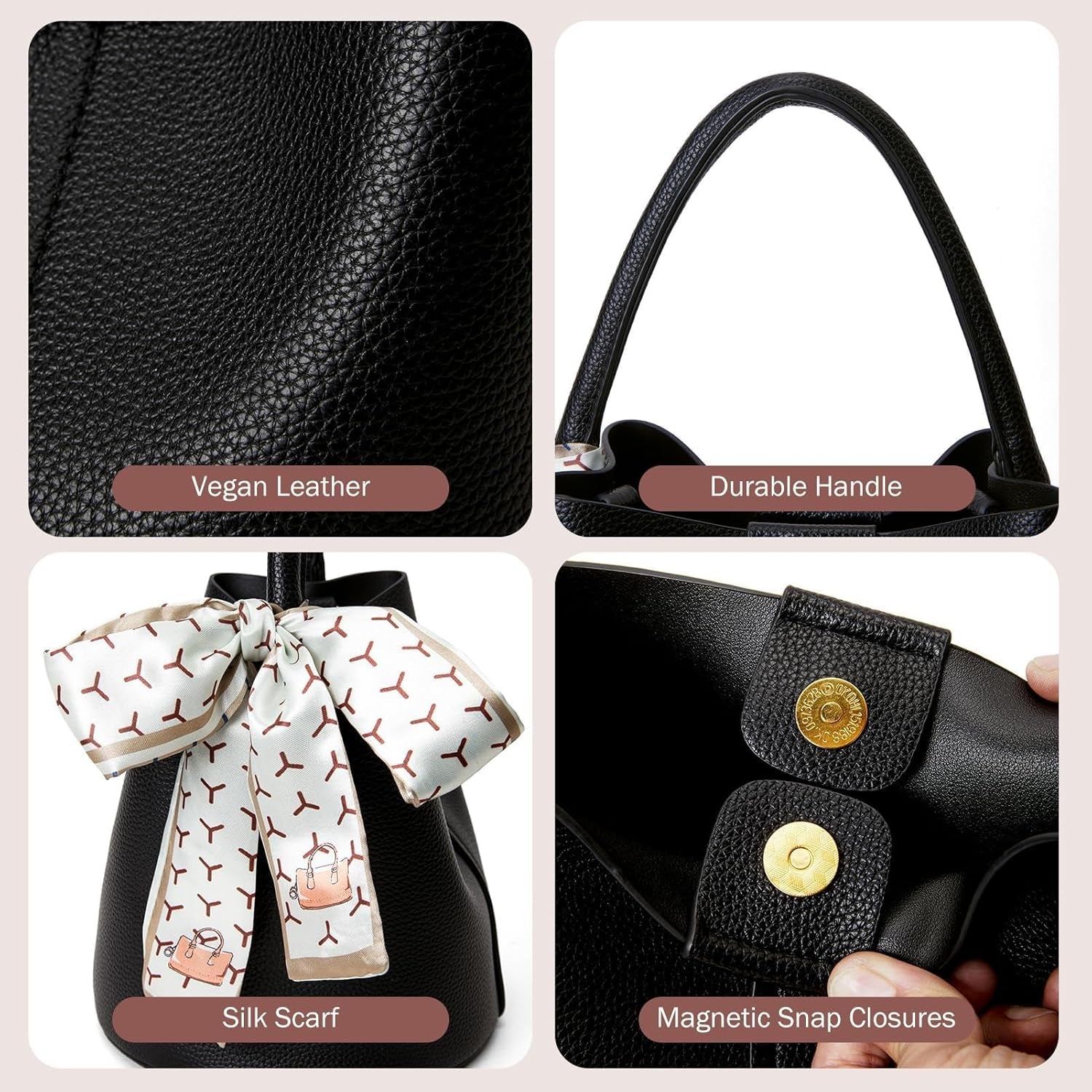 Vegan Leather Small Bucket Bag Women