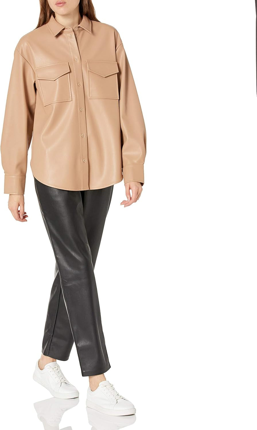 Vegan PU Leather Pull-On Joggers Women