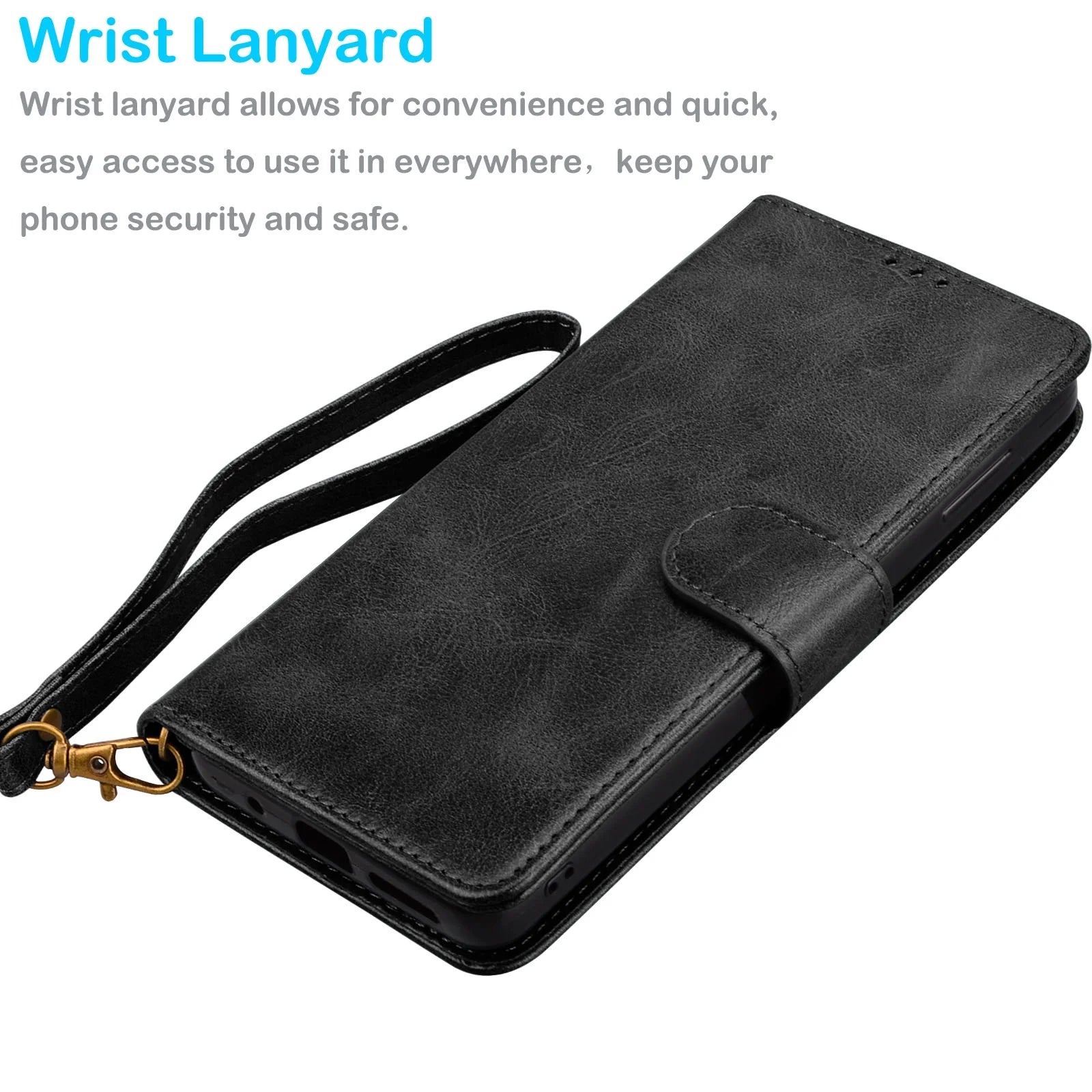 Samsung Galaxy A02S Wallet Case  Vegan Leather [RFID Blocking] [Removable Detachable Magnetic] Card Holder Flip Cover [Black]