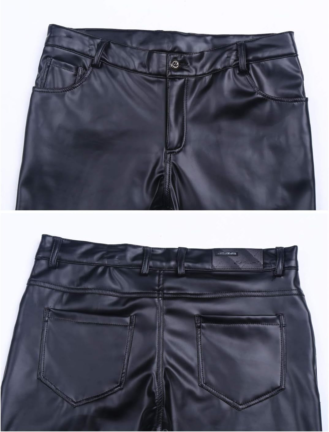 Vegan PU Leather Slim Fit Pants Men