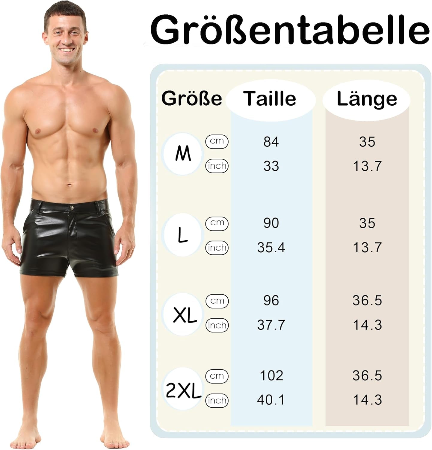 Vegan PU Leather Men’s Hot Shorts