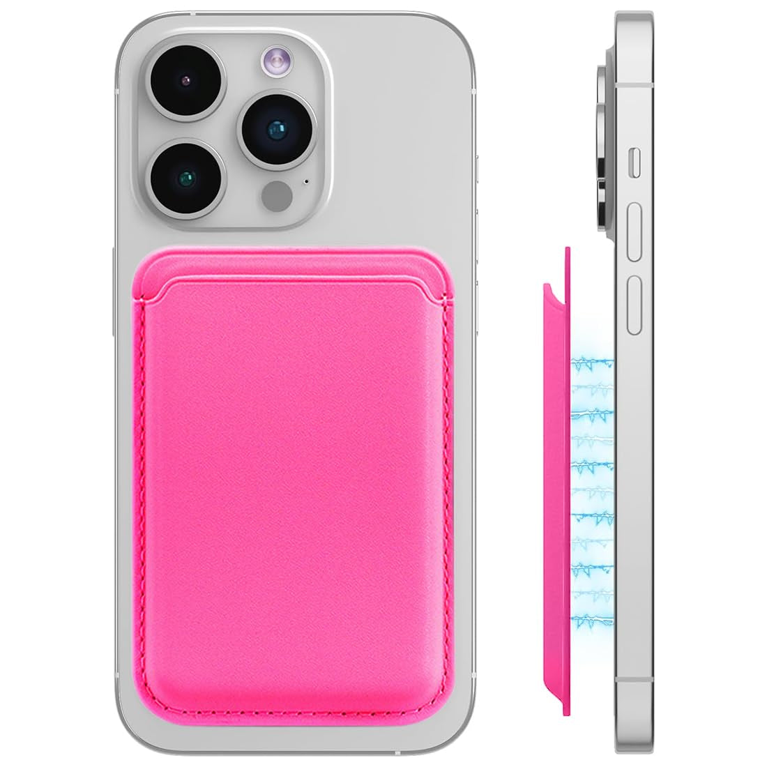 Vegan Leather Magnetic Wallet with RFID – Gray Pink