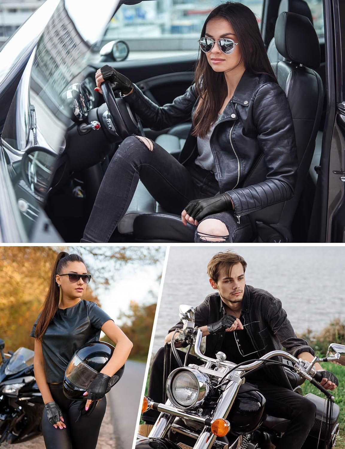 Vegan Fingerless PU Leather Gloves