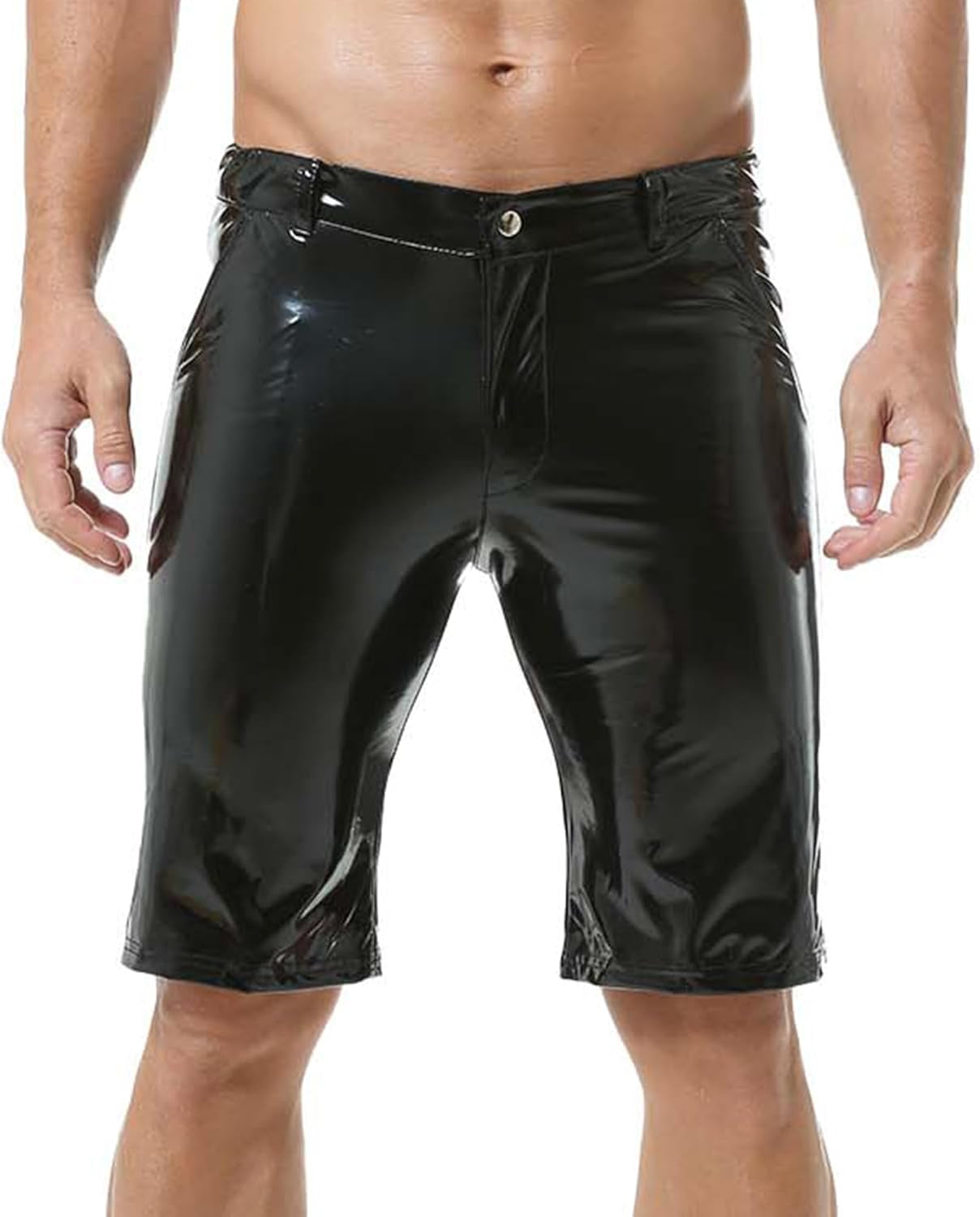 Vegan PU Leather Men’s Casual Shorts