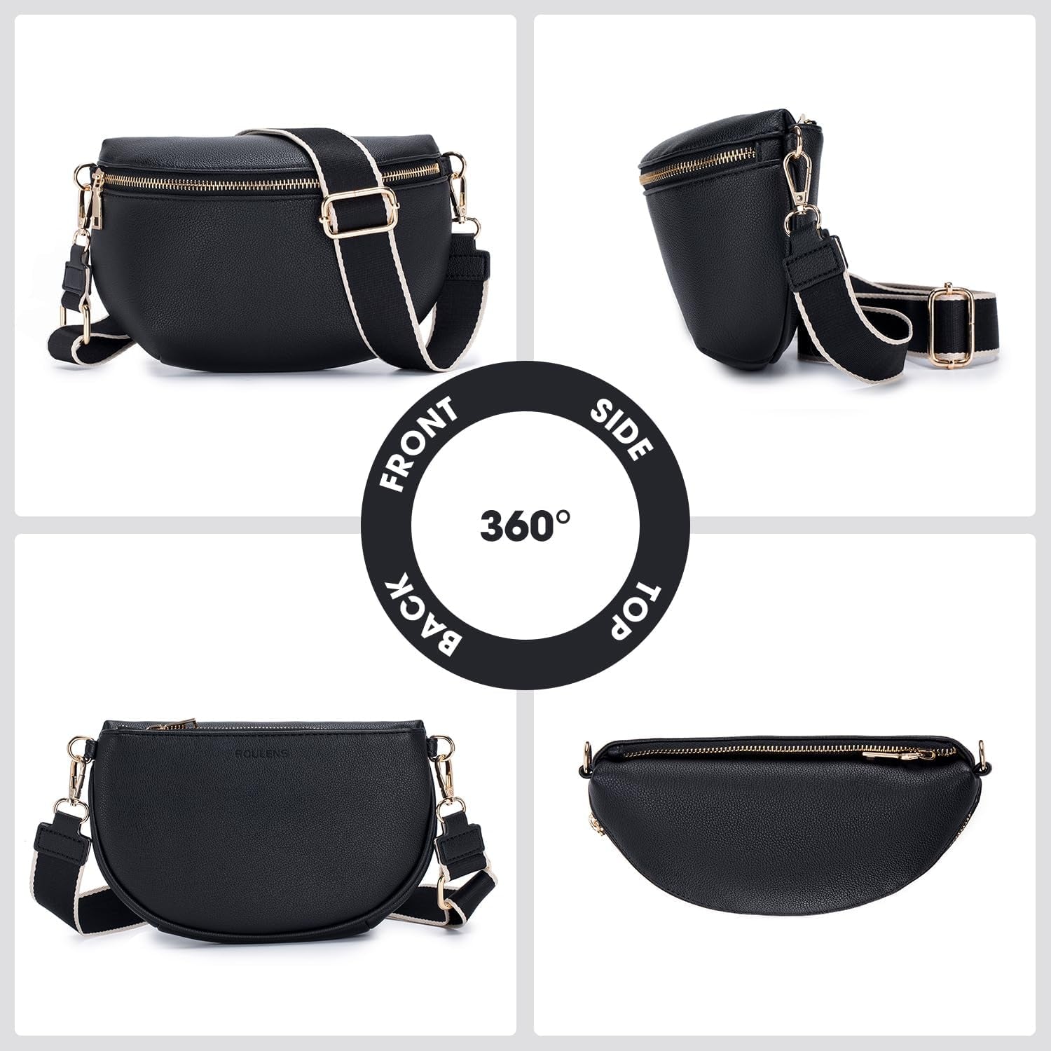 Roulens Kleine Damen Umhängetaschen,Elegant Bauchtasche Damen,Umhängetasche Aus Veganes Leder,Crossbody Bag Damen,Rfid Blockierung Kartenschlitz Brusttasche Mit Verstellbar Abnehmbar Breiter Gurt