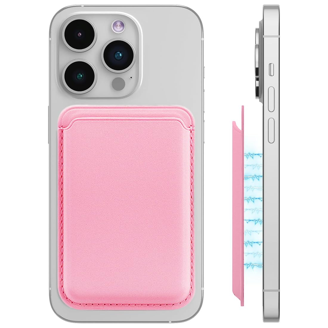 Vegan Leather Magnetic Wallet with RFID – Gray Pink