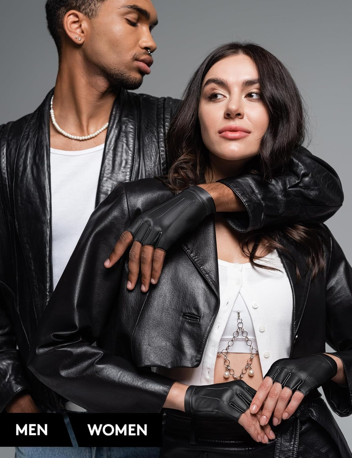 Vegan Fingerless PU Leather Gloves