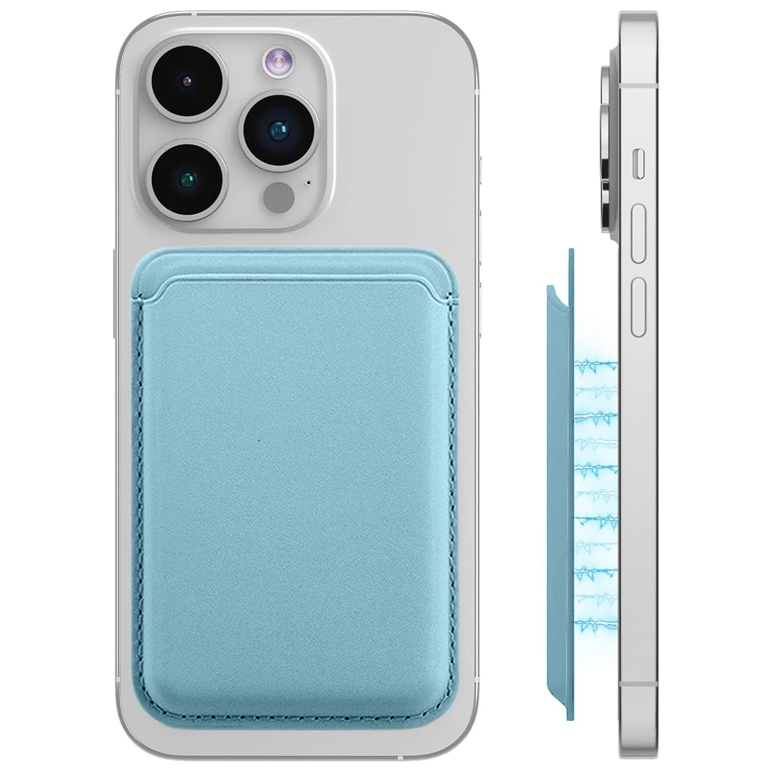 Vegan Leather Magnetic Wallet with RFID – Gray Pink