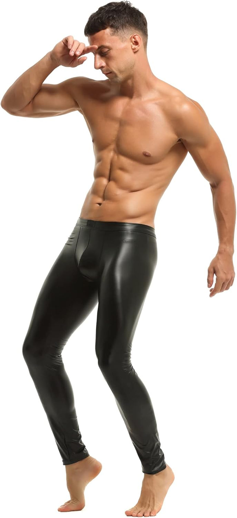 Vegan PU Leather Skinny Leggings Men