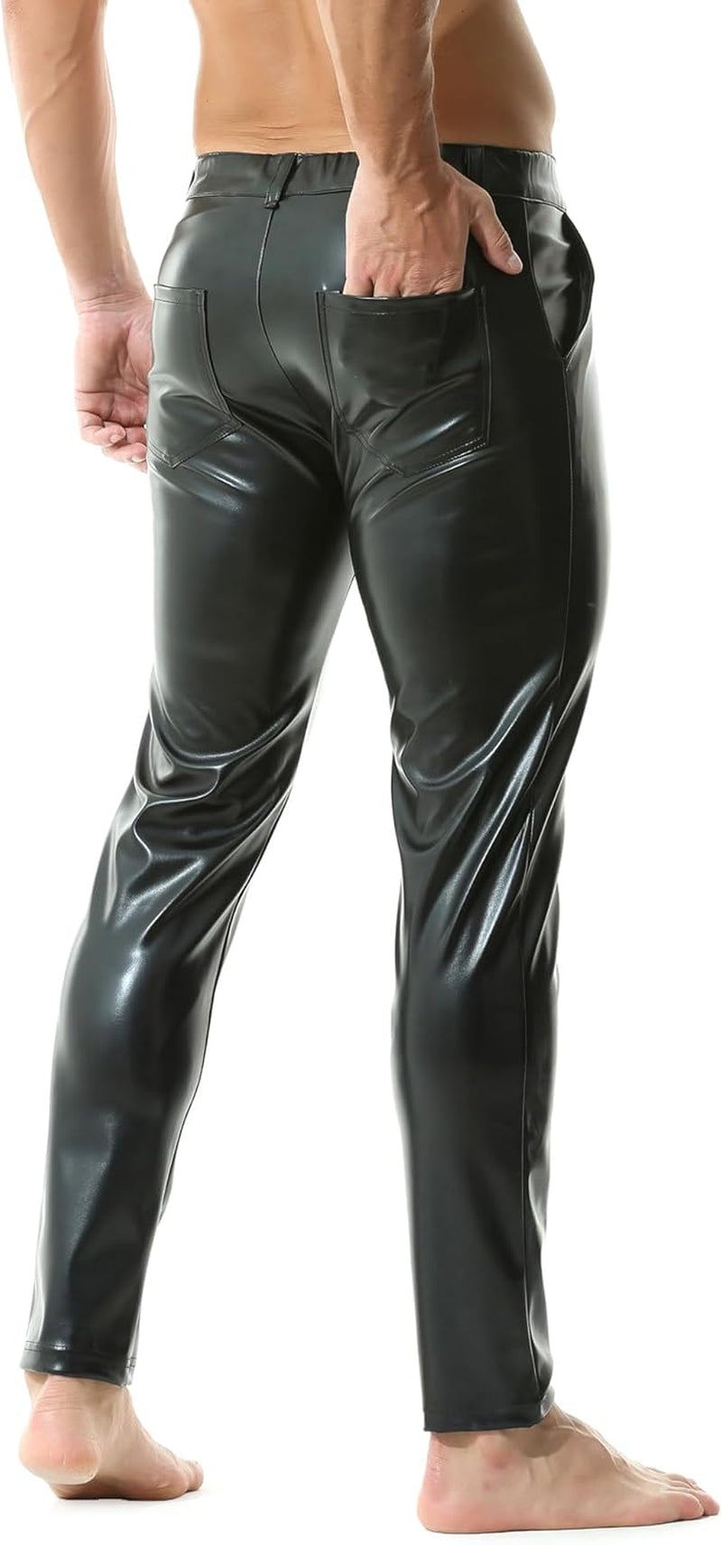 Vegan PU Leather Wetlook Leggings Men