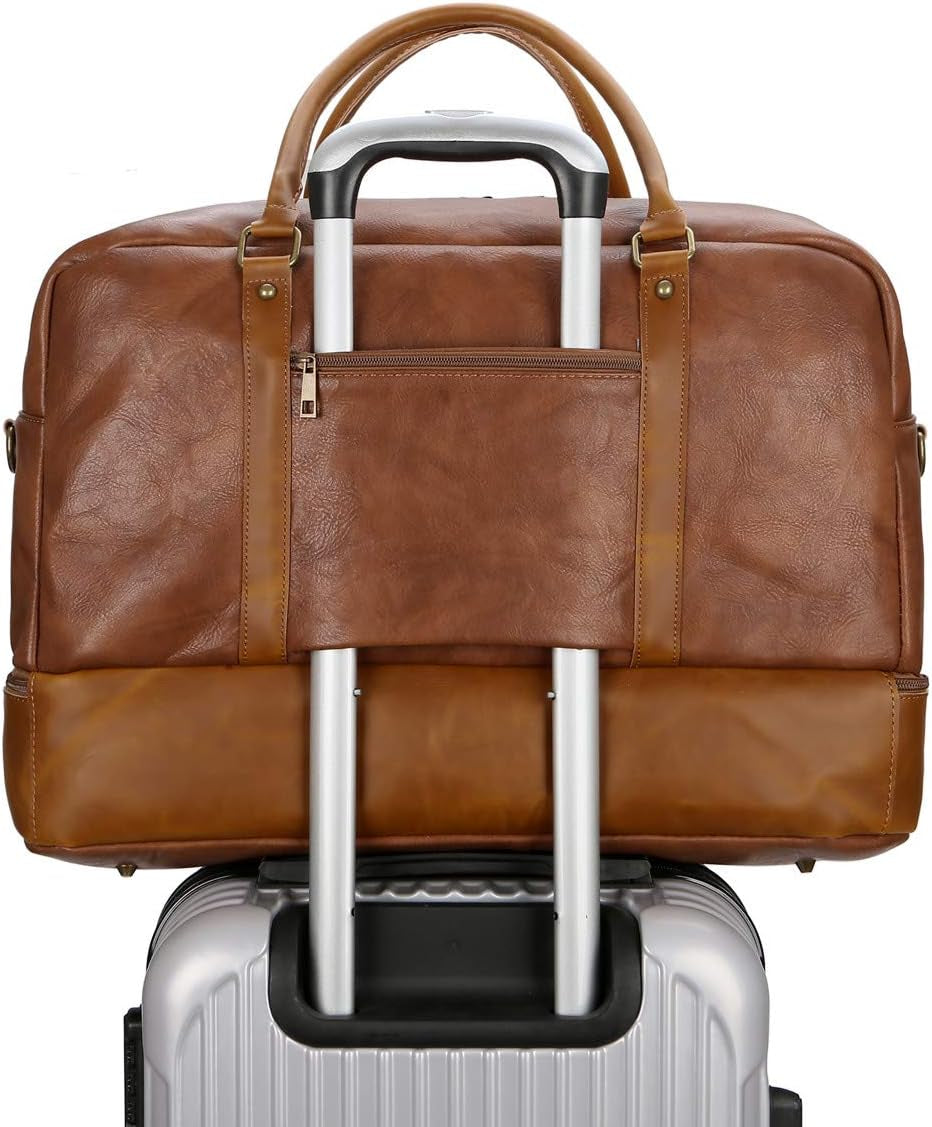 Vegan PU Leather Travel Duffel Bag Men