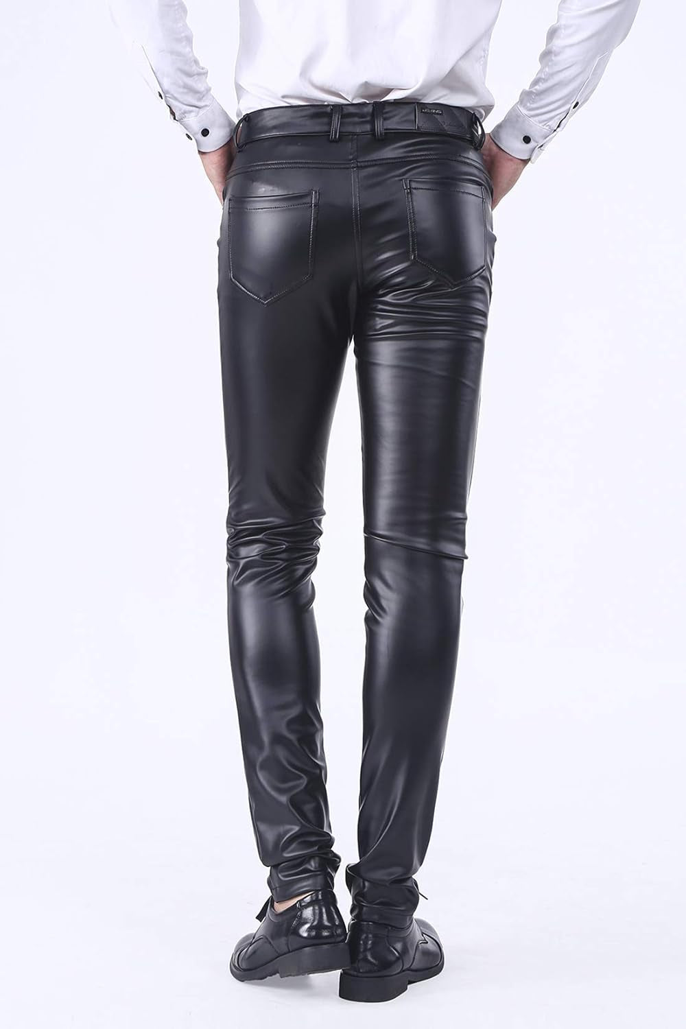 Vegan PU Leather Slim Fit Pants Men