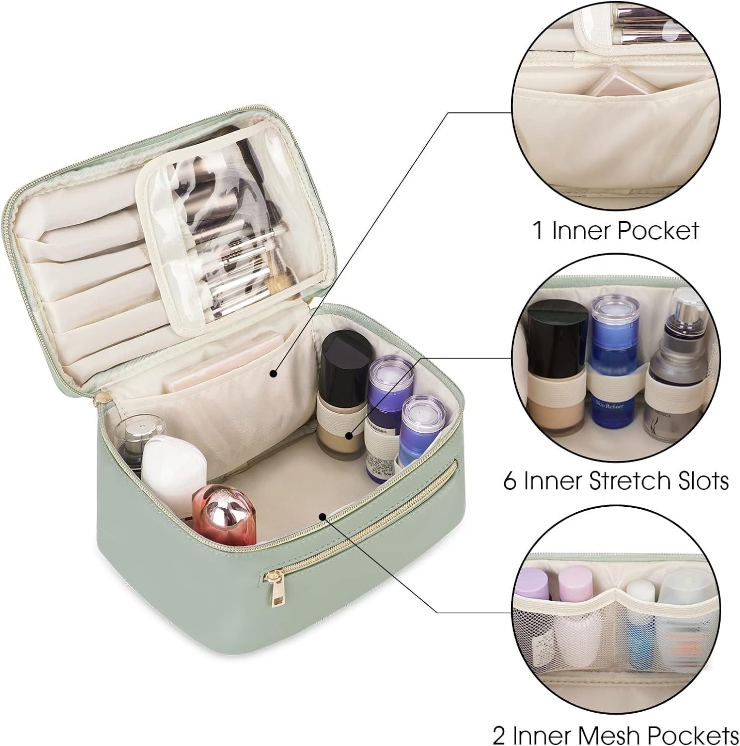 Vegan Leather Travel Makeup Bag Damen