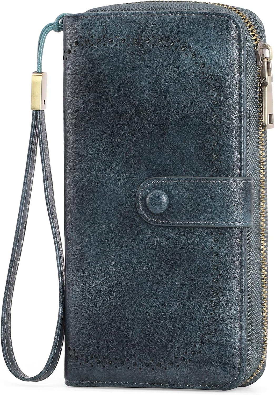 GAEKEAO Geldbörse Damen Groß, Portemonnaie Veganes Leder Doppel Reißverschluss Kreditkartenetui, RFID Schutz Clutch Geldbeutel Groß, Mit Viel Kartenfächern Wallet, Portmonee Für Frauen