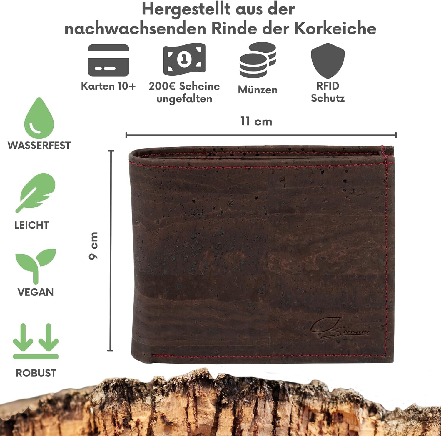 Vegan Cork Leather Wallet with RFID Protection