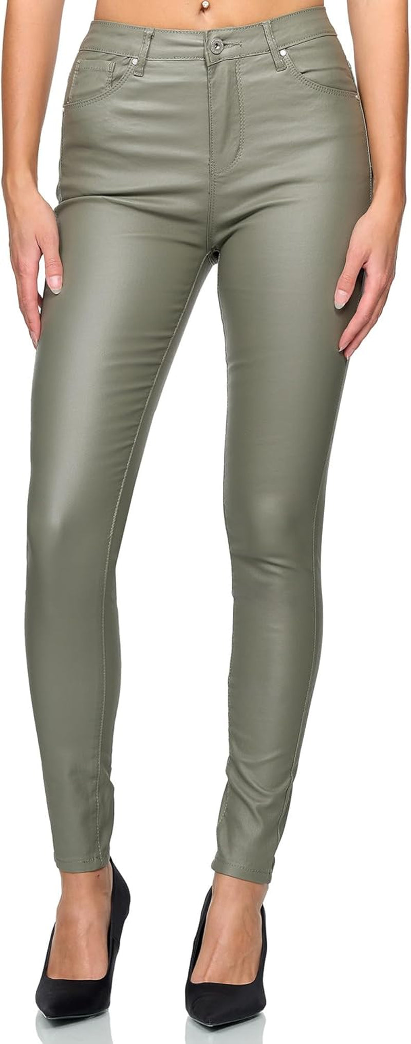 Vegan PU Leather Push-Up Pants Women