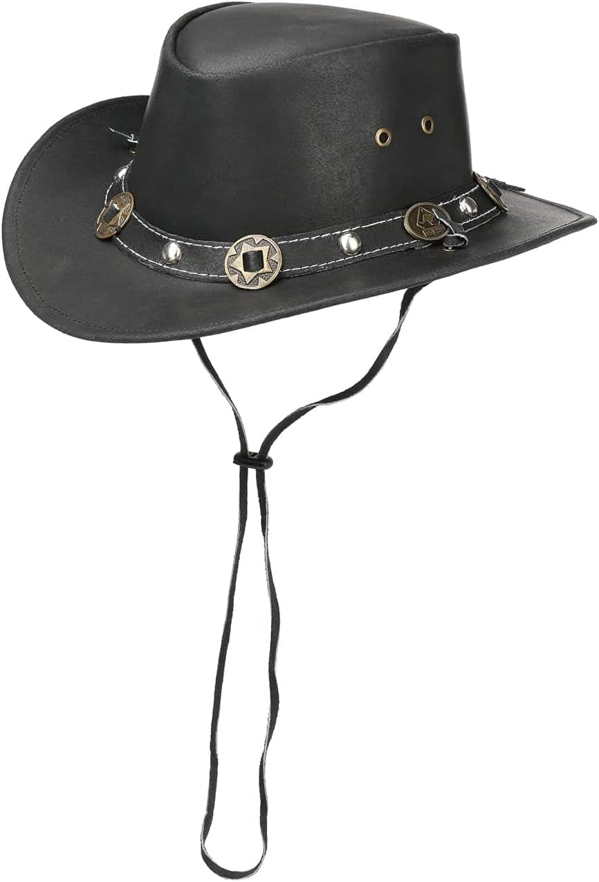 Vegan PU Leather Cowboy Hat Men