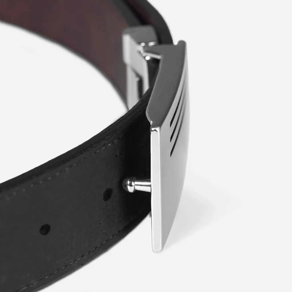Stylish Reversible Cork Belt with Chic Plaque Buckle - 35mm (1 3/8")