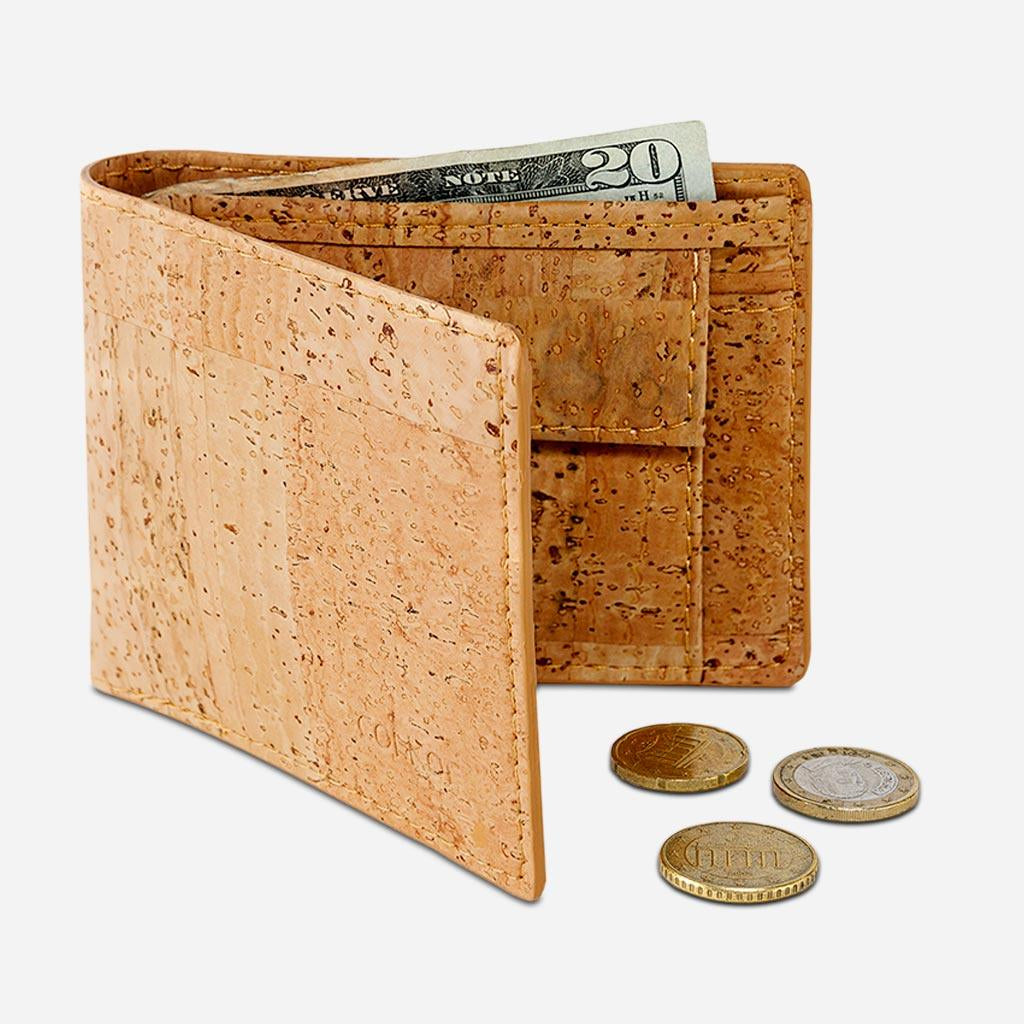 Cork Wallet Featuring Coin Compartment