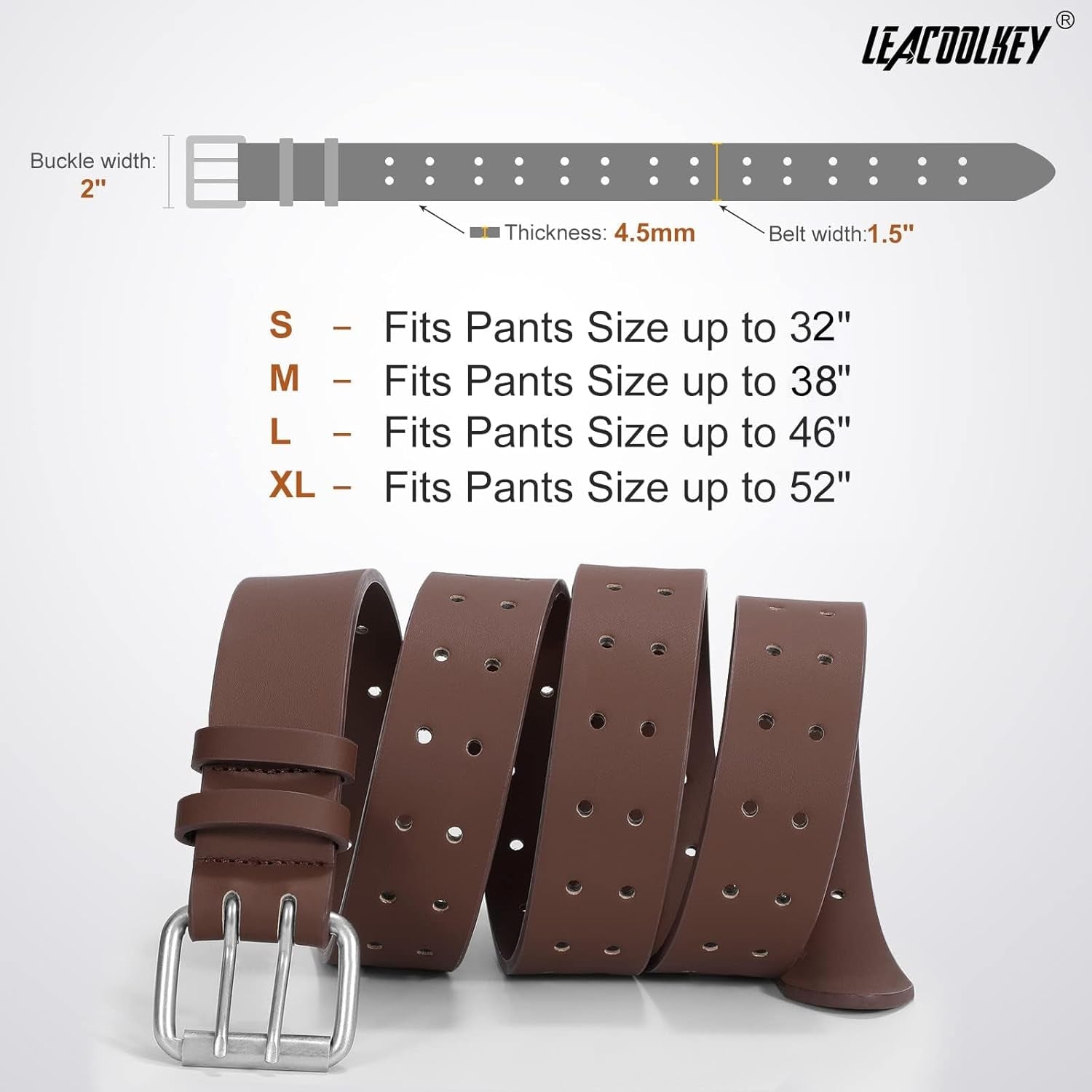 Vegan PU Leather Double Buckle Belt Herren