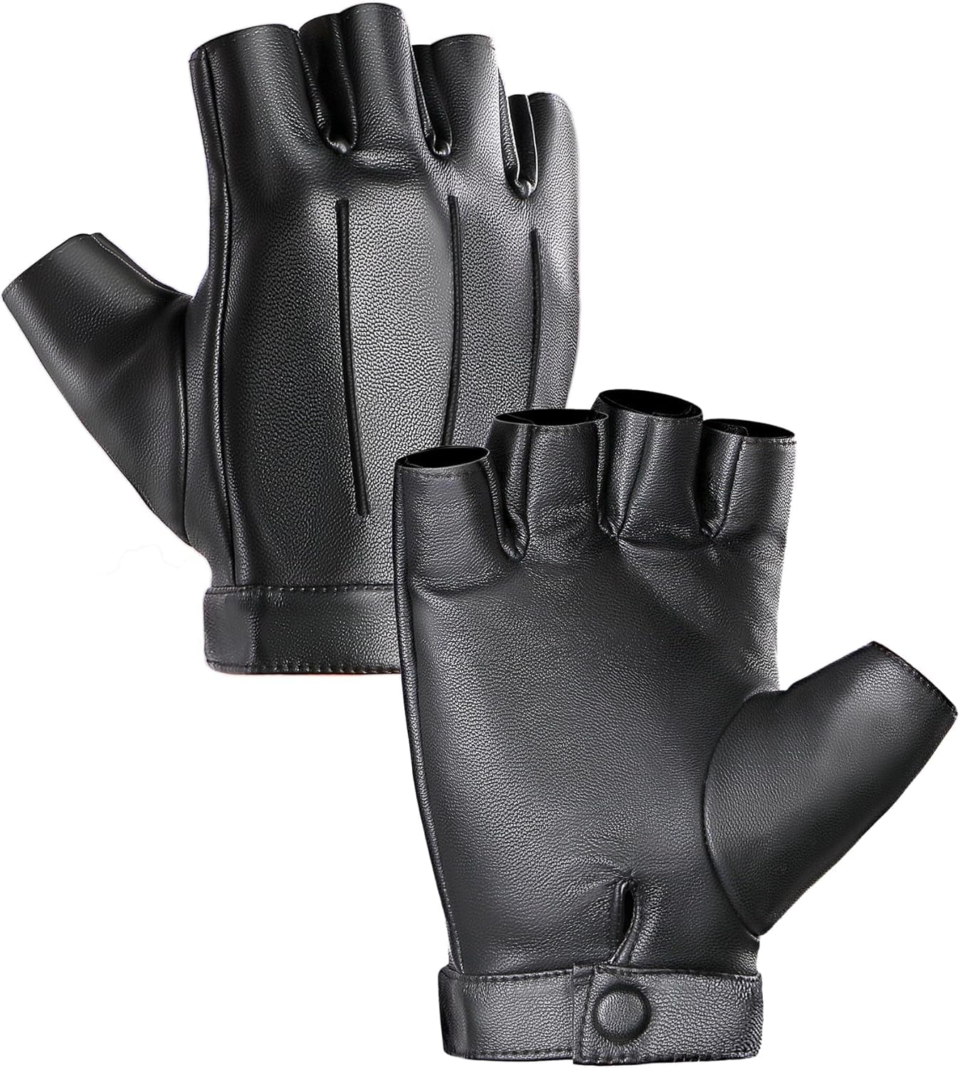 Vegan Fingerless PU Leather Gloves