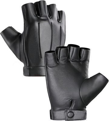 Vegan Fingerless PU Leather Gloves