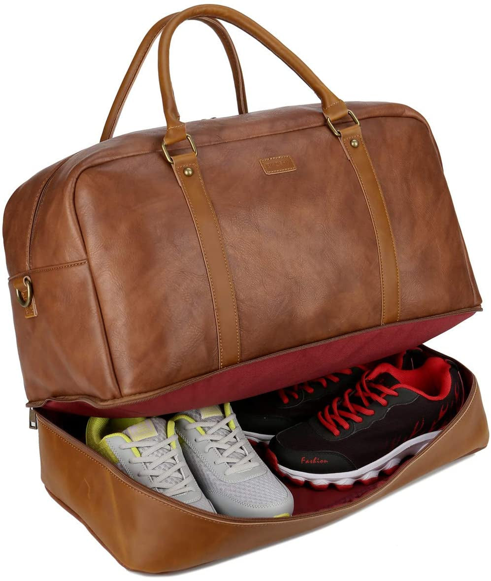 Vegan PU Leather Travel Duffel Bag Men