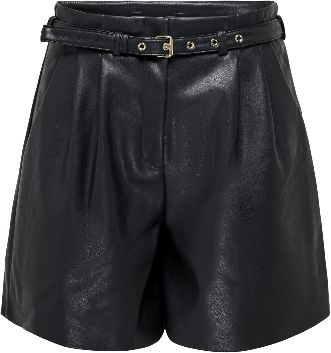 Vegan PU Leather Mid Waist Shorts Women