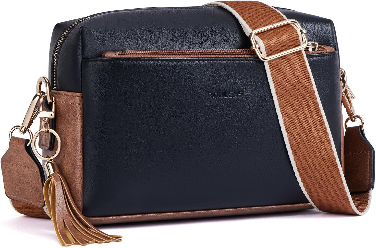 Vegan Leather Crossbody Bag Damen with Zipper Pockets