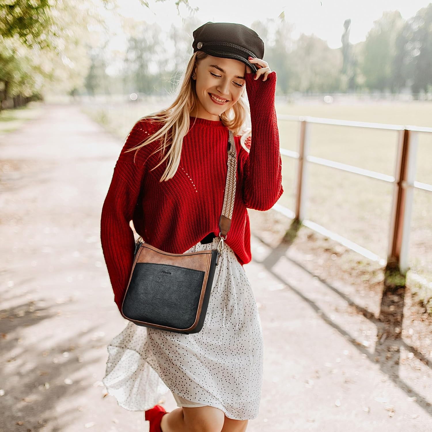 Vegan Leather Crossbody Bag Damen Hobo