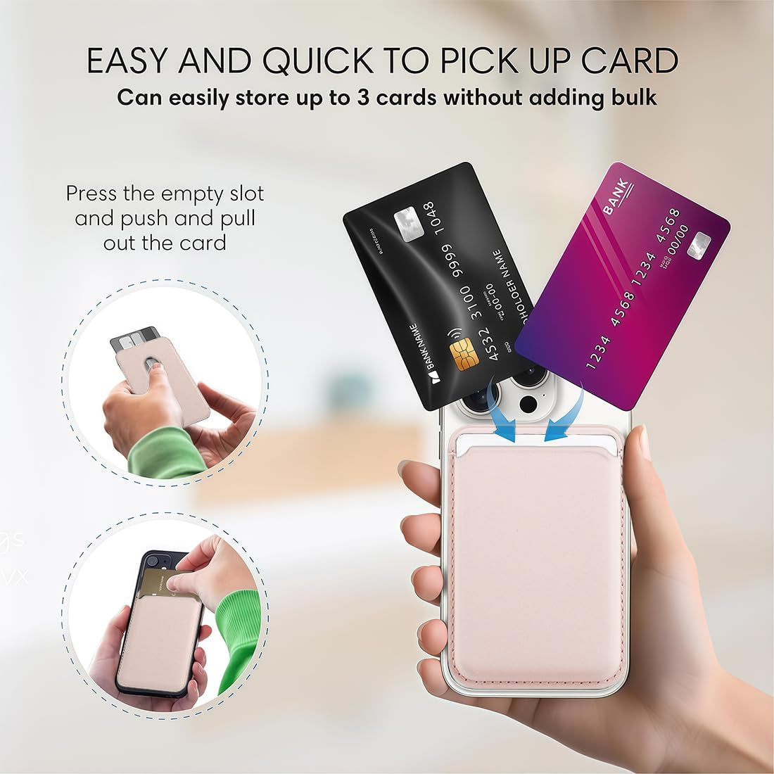 Vegan Leather Magnetic Wallet with RFID – Gray Pink