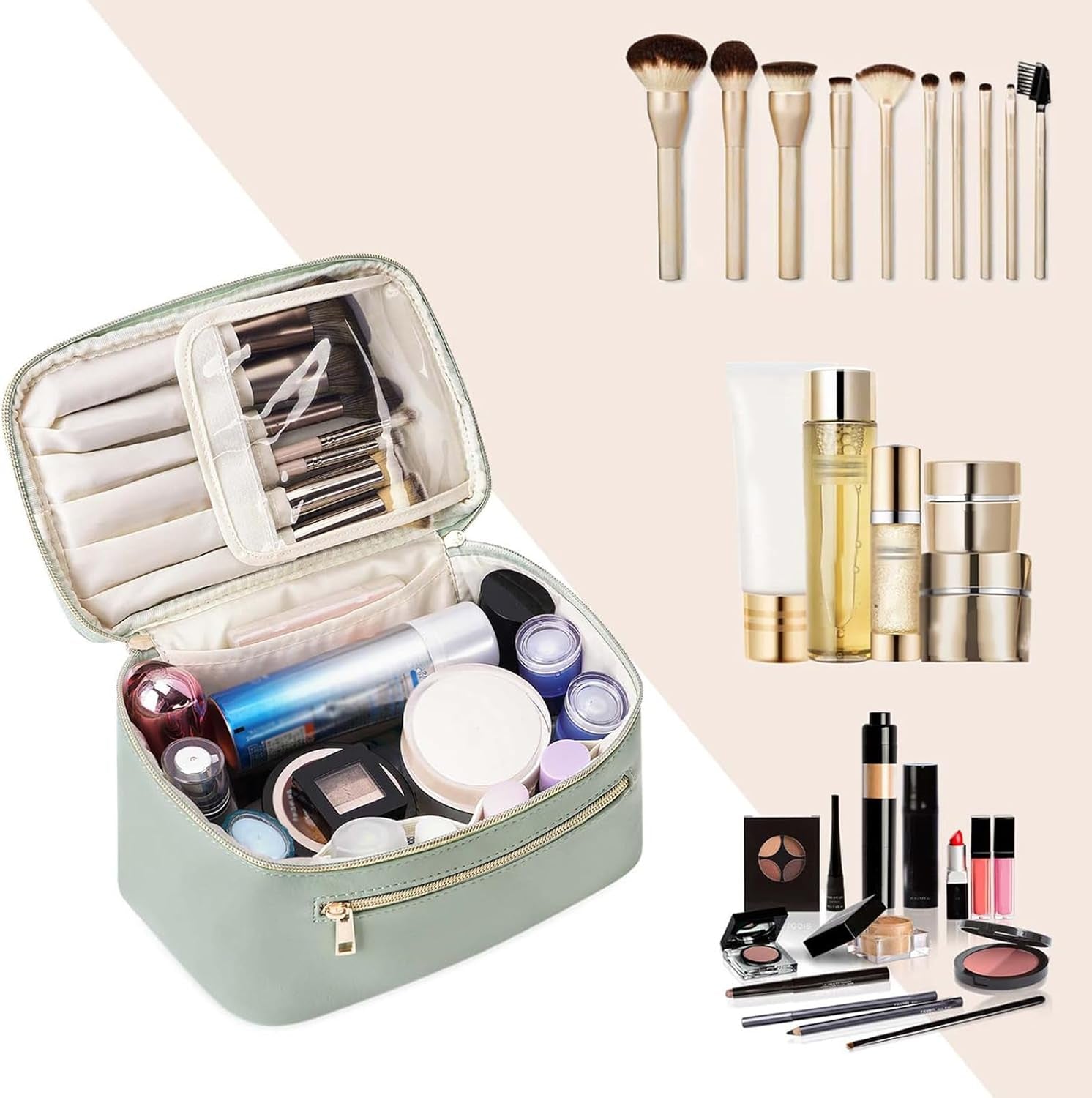 Vegan Leather Travel Makeup Bag Damen