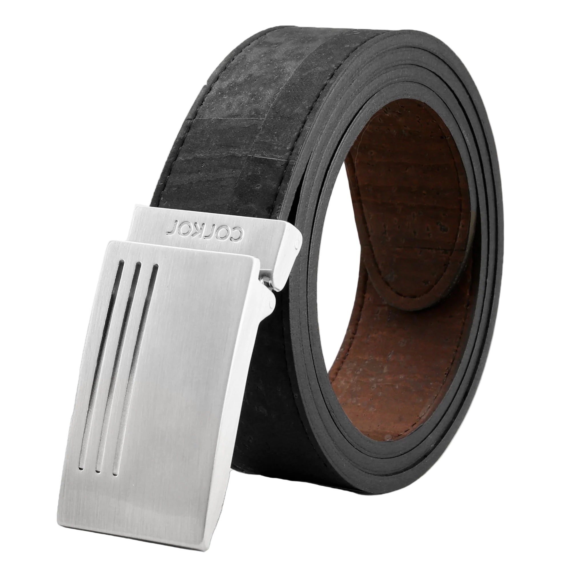Stylish Reversible Cork Belt with Chic Plaque Buckle - 35mm (1 3/8")