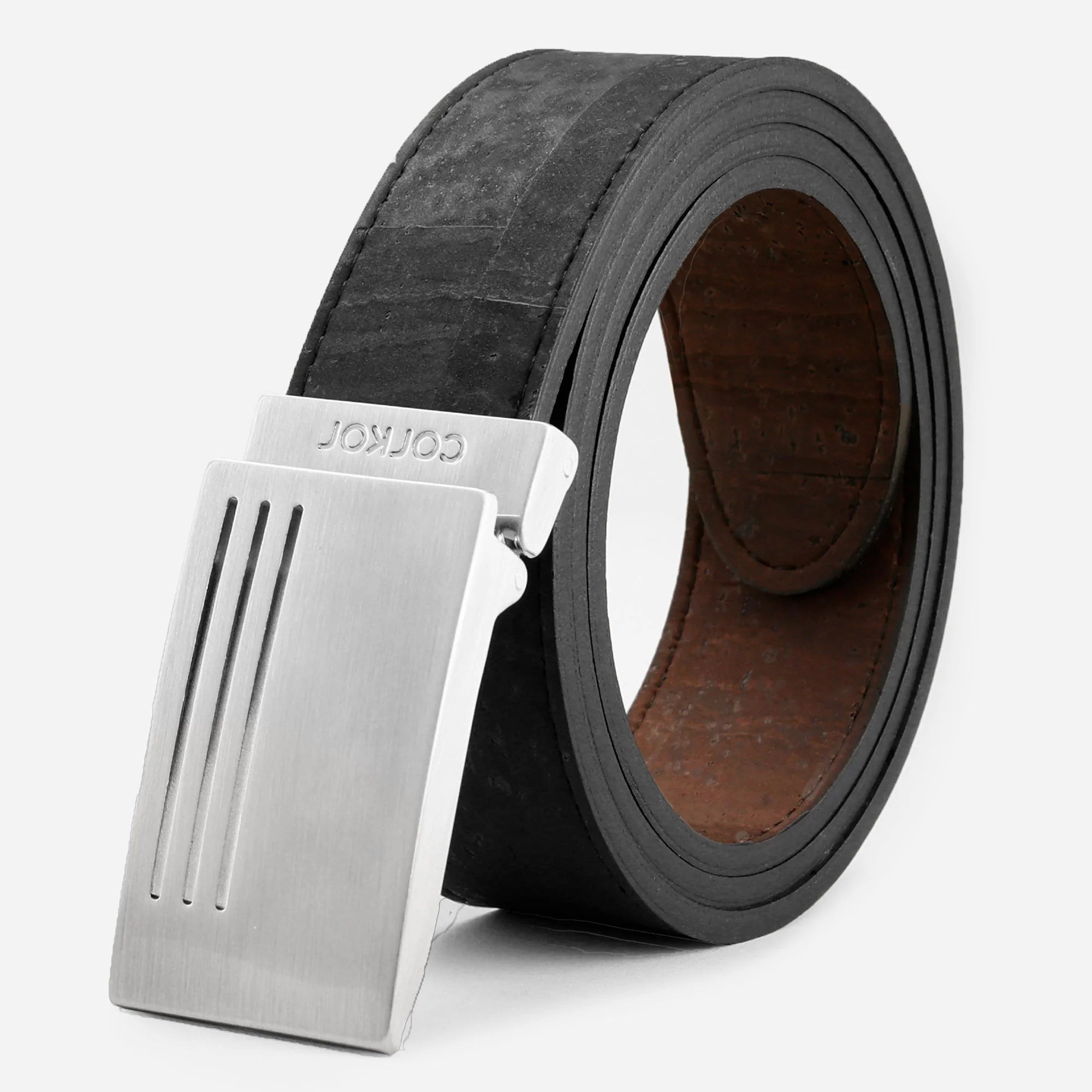 Stylish Reversible Cork Belt with Chic Plaque Buckle - 35mm (1 3/8")