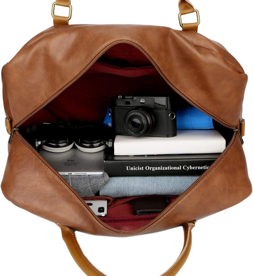 Vegan PU Leather Travel Duffel Bag Men