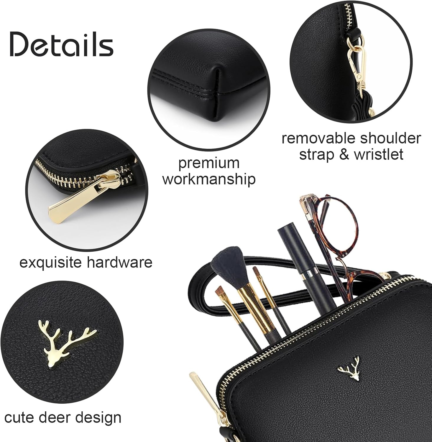 Vegan PU Leather Small Crossbody Bag Women