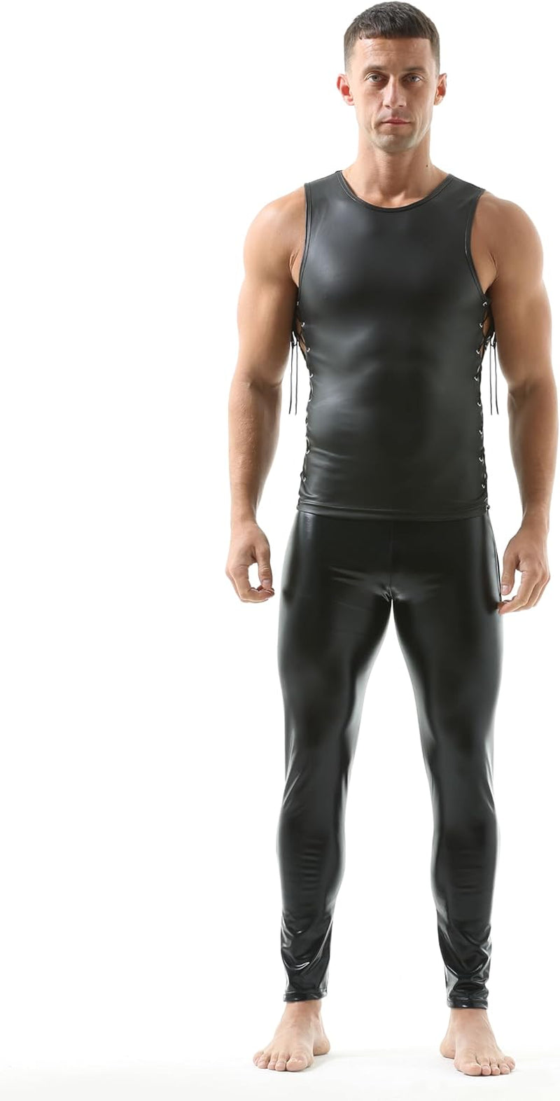 Vegan PU Leather Skinny Pants Men