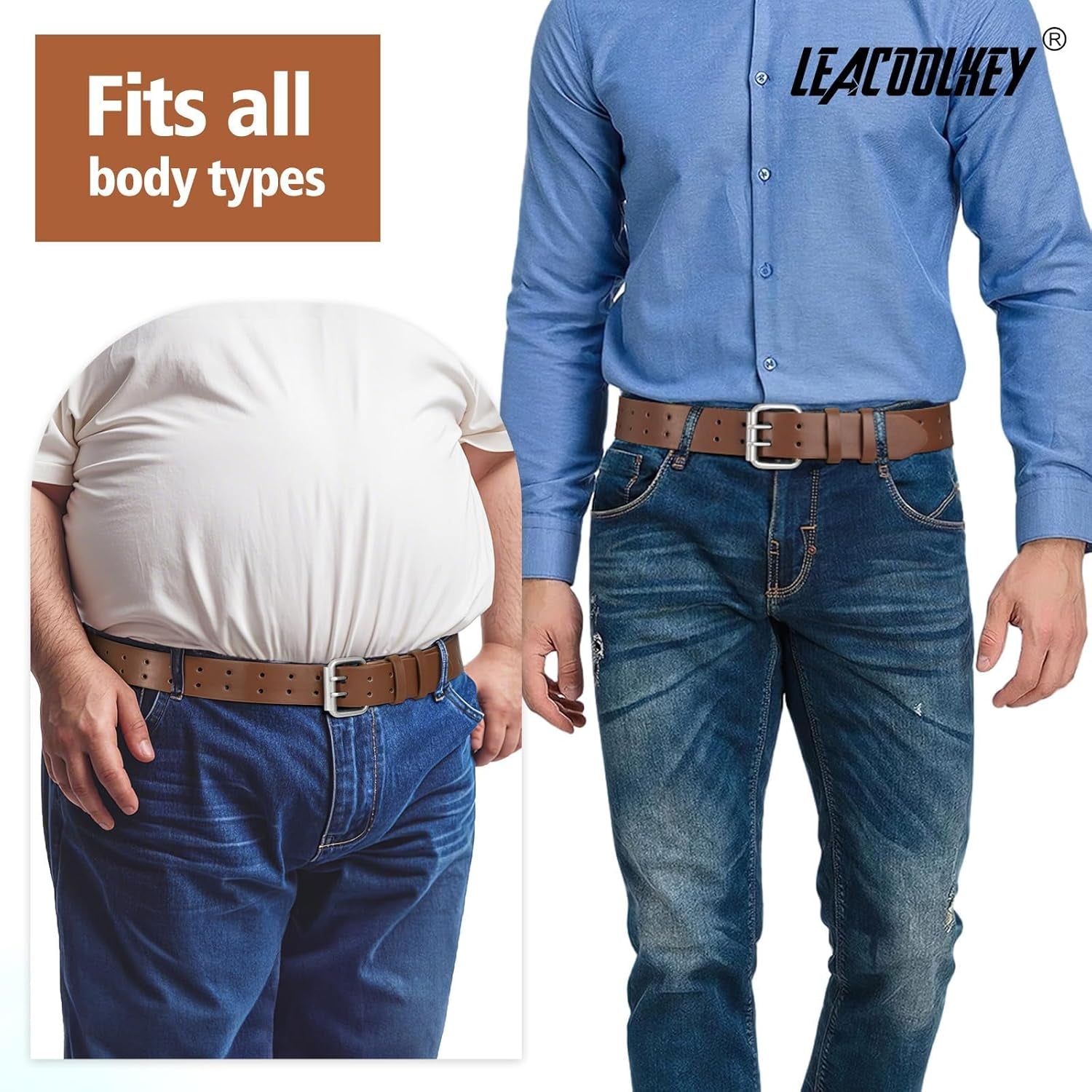 Vegan PU Leather Double Buckle Belt Herren