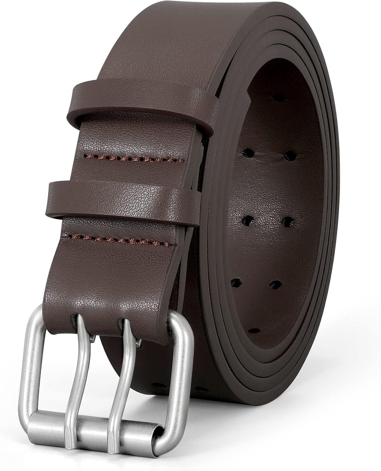 Vegan PU Leather Double Buckle Belt Herren