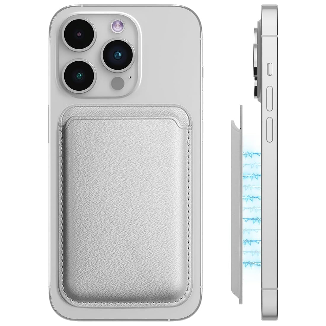 Vegan Leather Magnetic Wallet with RFID – Gray Pink