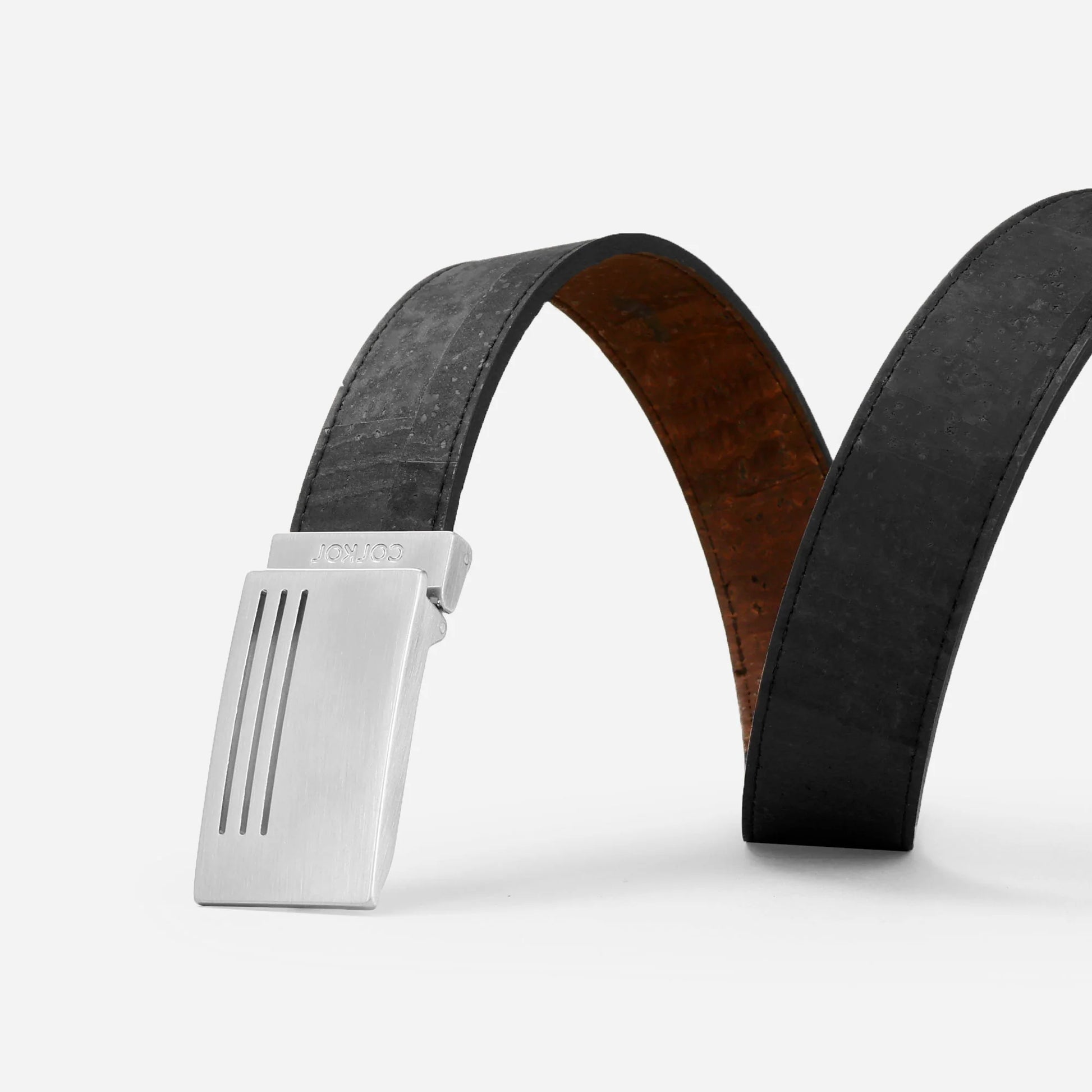 Stylish Reversible Cork Belt with Chic Plaque Buckle - 35mm (1 3/8")